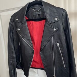 rag & bone Black Women’s Leather Jacket with Red Interior